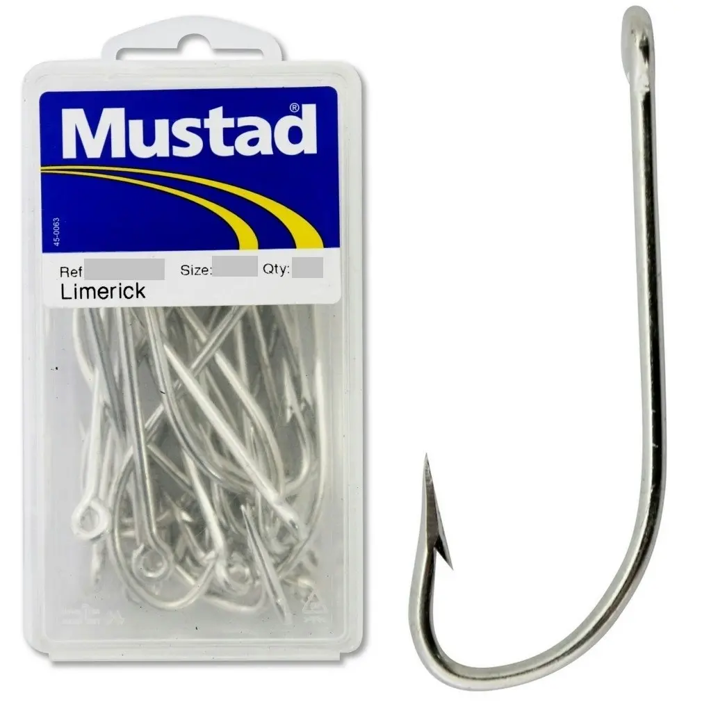 1 Box of Mustad 8260D Super Fine Limerick Fishing Hooks