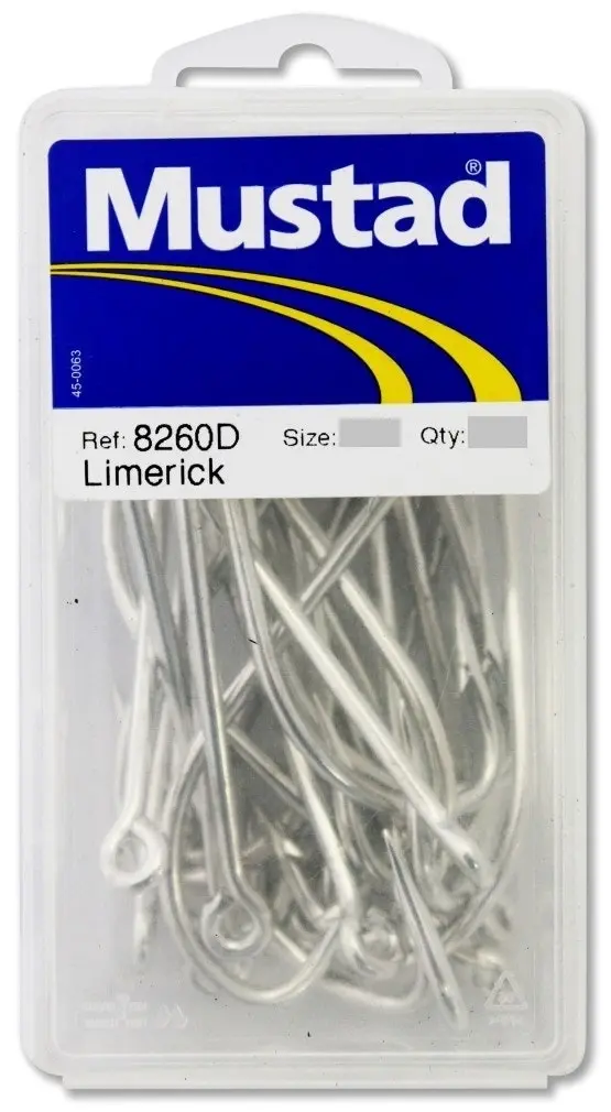 1 Box of Mustad 8260D Super Fine Limerick Fishing Hooks