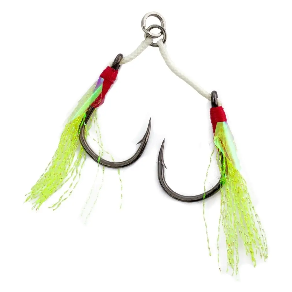 2 Pack Of Mustad Light Jig Assist Hooks - Double Hook Fishing Rigs