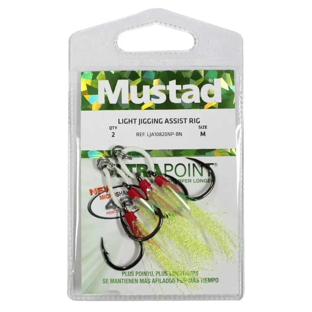 2 Pack Of Mustad Light Jig Assist Hooks - Double Hook Fishing Rigs