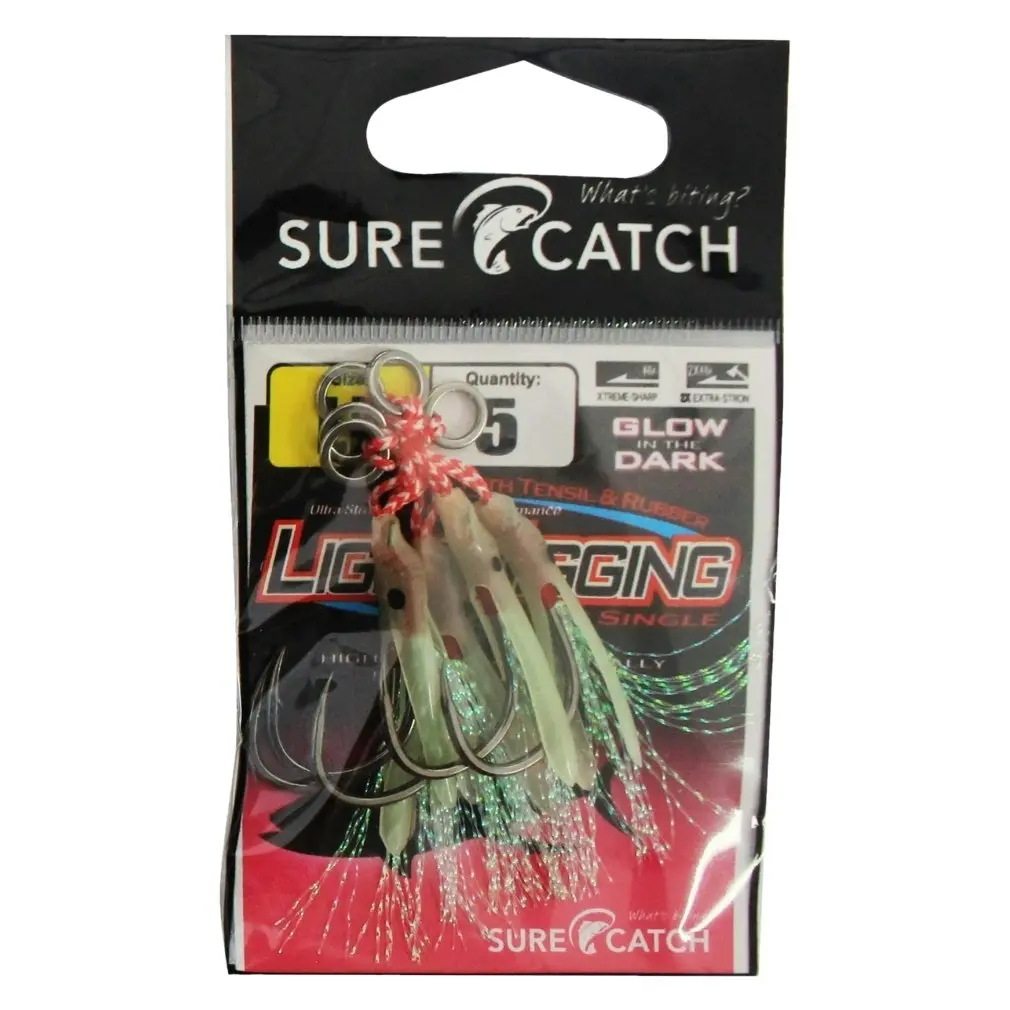 3 Pack of Surecatch Light Jigging Assist Hooks With Tinsel and Rubber