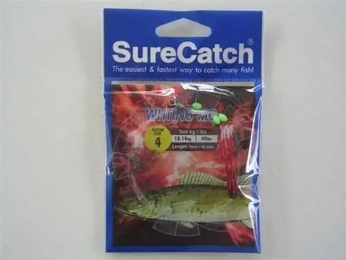 Surecatch Whiting Rig with Size 4 Chemically Sharpened Hooks and Lumo Beads