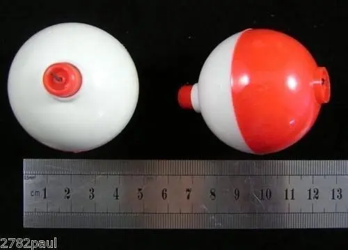 4 X 1 1/2 Inch Red and White Push Button Fishing Floats