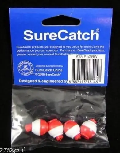 4 X 1/2 Inch Red and White Push Button Fishing Floats