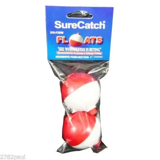 2 X 2 Inch Red and White Push Button Fishing Floats