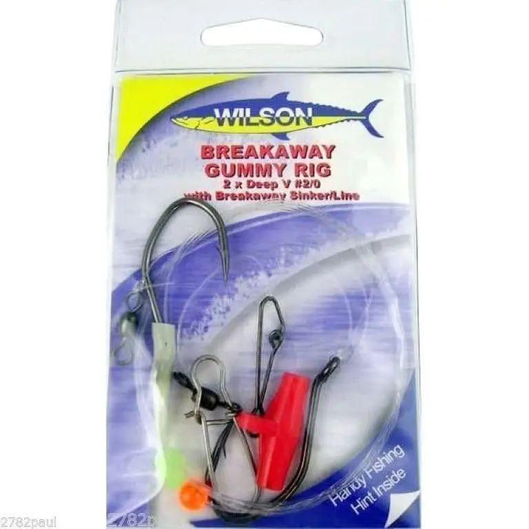 Wilson Breakaway Gummy Rig 2 X 2/0 Deep V - With Breakaway Sinker/Line 60lb