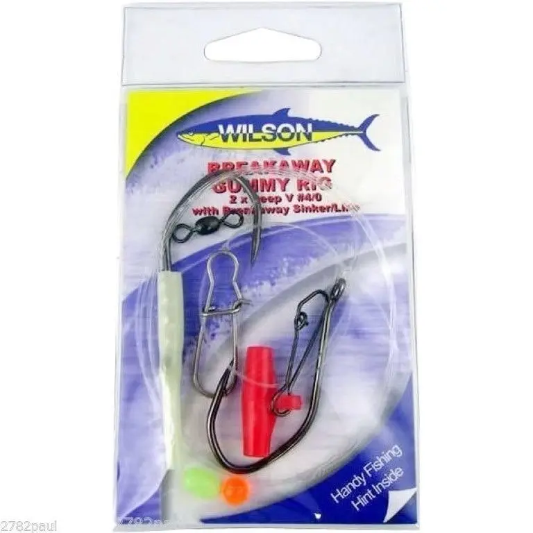 Wilson Breakaway Gummy Rig 2 X 4/0 Deep V - With Breakaway Sinker/Line 60lb