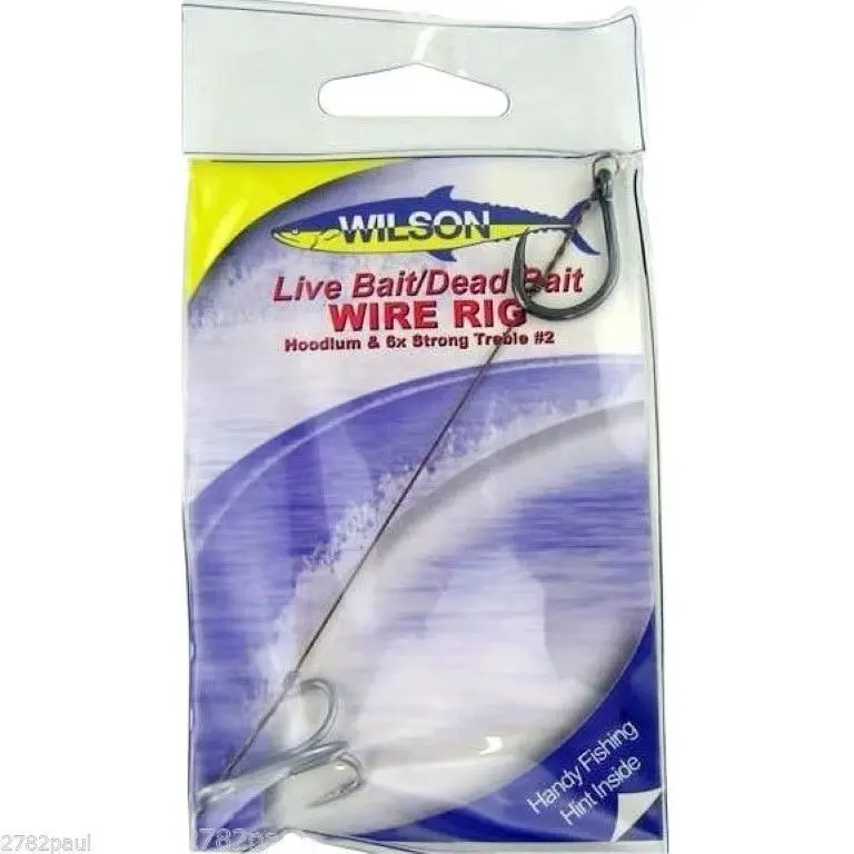 Wilson Live Bait/Dead Bait Wire Rig - #2 Treble & Hoodlum - 69lb Wire Trace