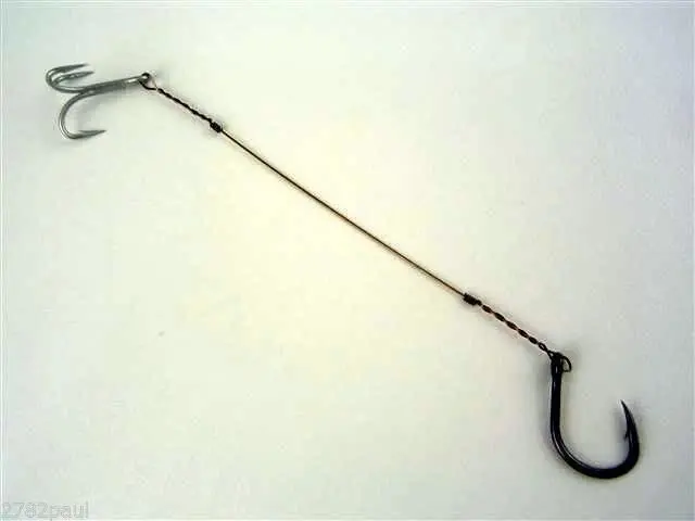 Wilson Live Bait/Dead Bait Wire Rig - #2 Treble & Hoodlum - 69lb Wire Trace