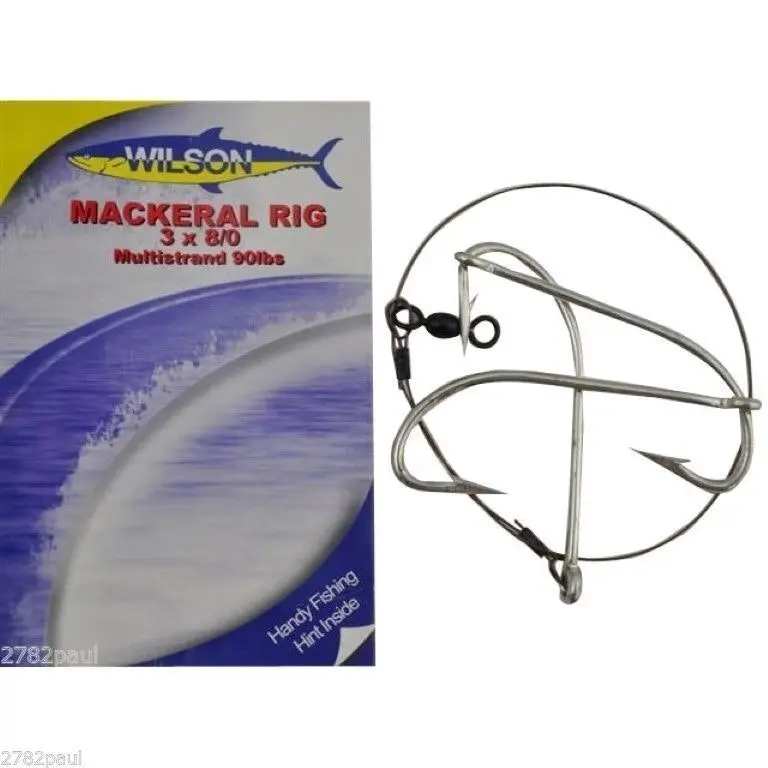 Wilson Mackerel Fishing Rig 3x8/0 Hook-Setup - 90lb Multi Strand Wire