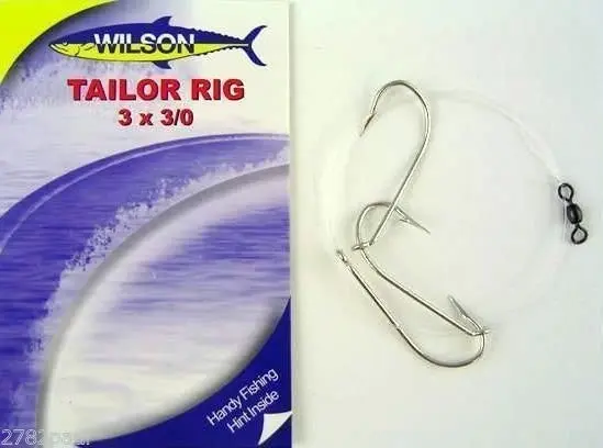 Wilson Tailor Fishing Rig 3x3/0 Hook-Setup - 40lb Clear Mono Leader