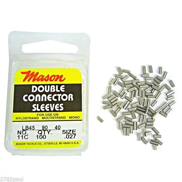 100 x Size 11 Mason Crimps - Crimping Connector Sleeves for Fishing Wire/Line