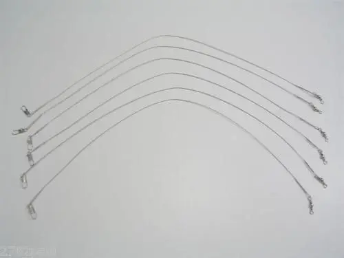 6 x Surecatch 18 Inch x 40lb Clear Wire Fishing Trace with Swivels and Snaps