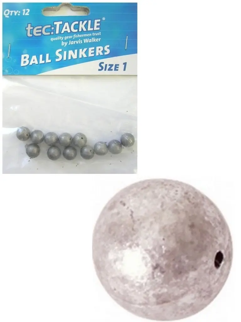 12 x Jarvis Walker 1 Ball Sinkers - Pre Packed 1 Ball Fishing Sinkers