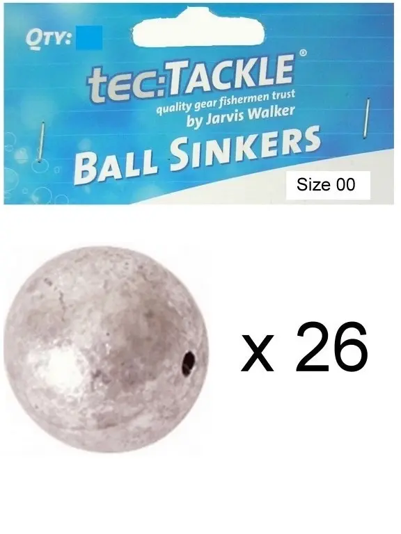 26 x Jarvis Walker 00 Ball Sinkers - Pre Packed 00 Ball Fishing Sinkers