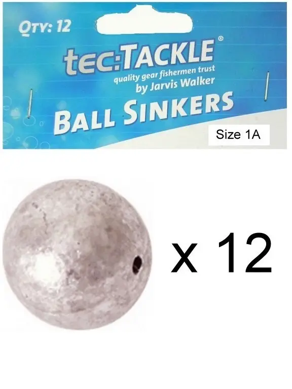 12 x Jarvis Walker 1A Ball Sinkers - Pre Packed 1A Ball Fishing Sinkers