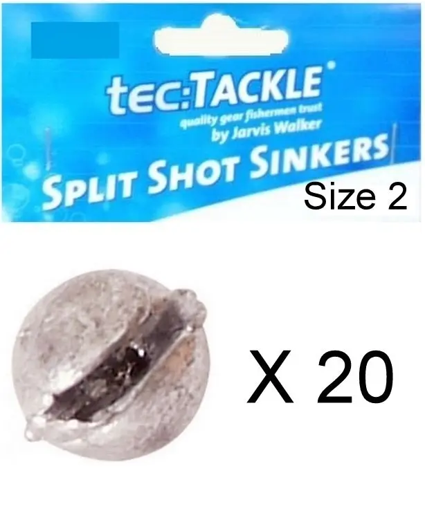 20 x Jarvis Walker 2 Split Shot Sinkers -Pre Packed 2 Split Shot Fishing Sinkers