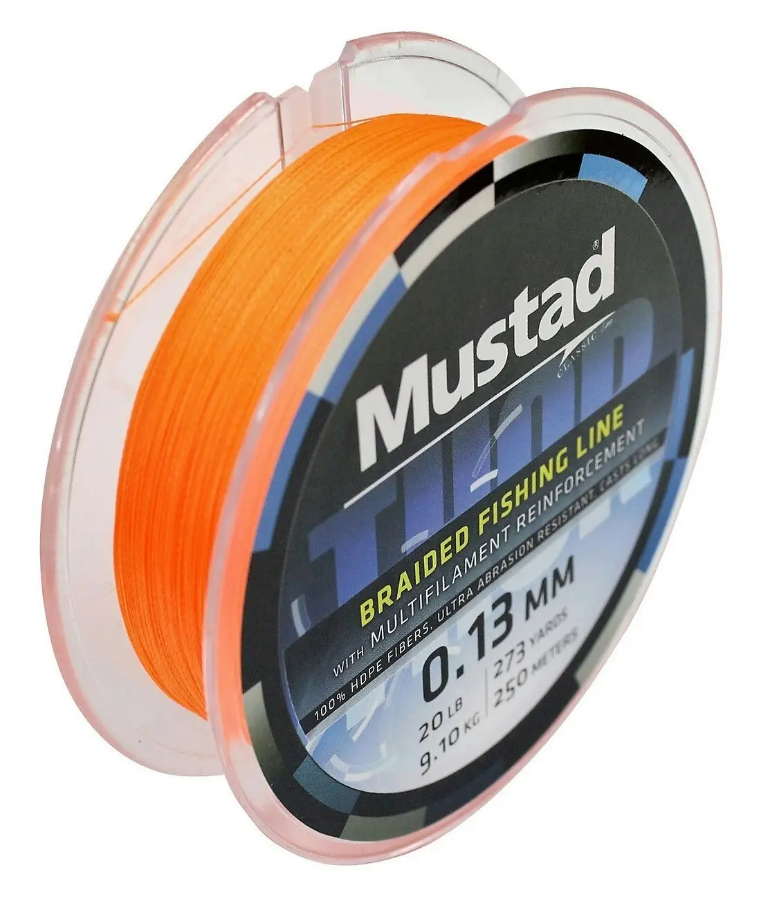 1 x 250m Spool of Mustad Thor Braid - 4 Strand Hot Orange Braided Fishing Line