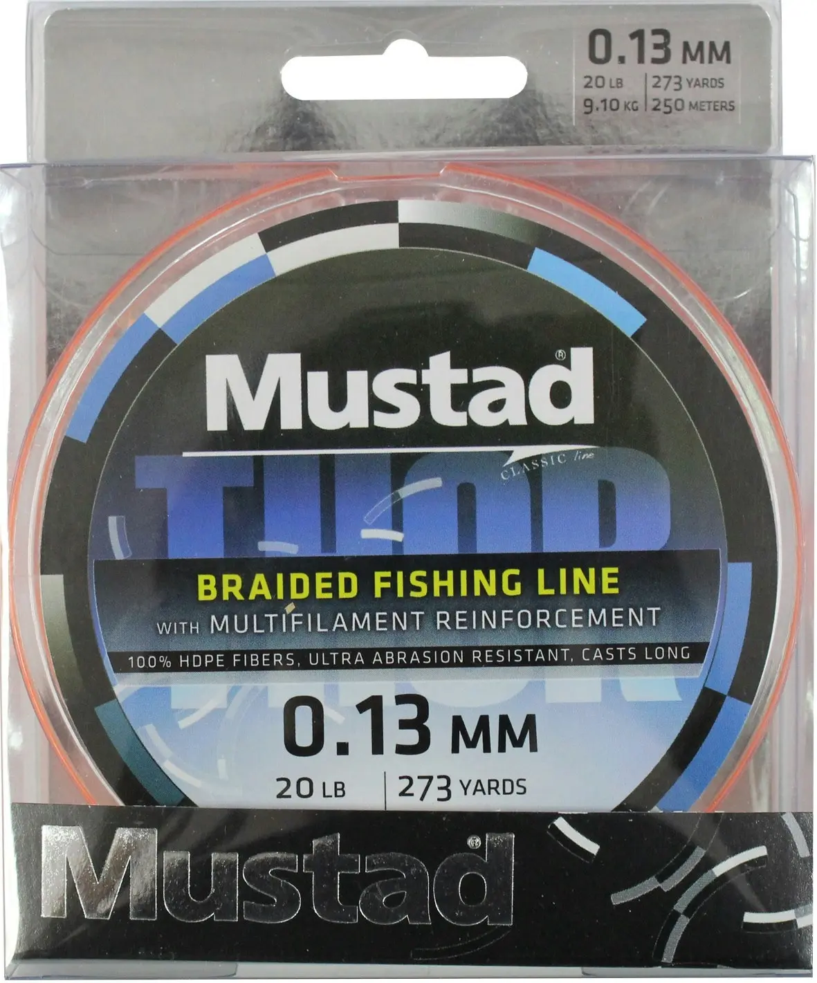 1 x 250m Spool of Mustad Thor Braid - 4 Strand Hot Orange Braided Fishing Line