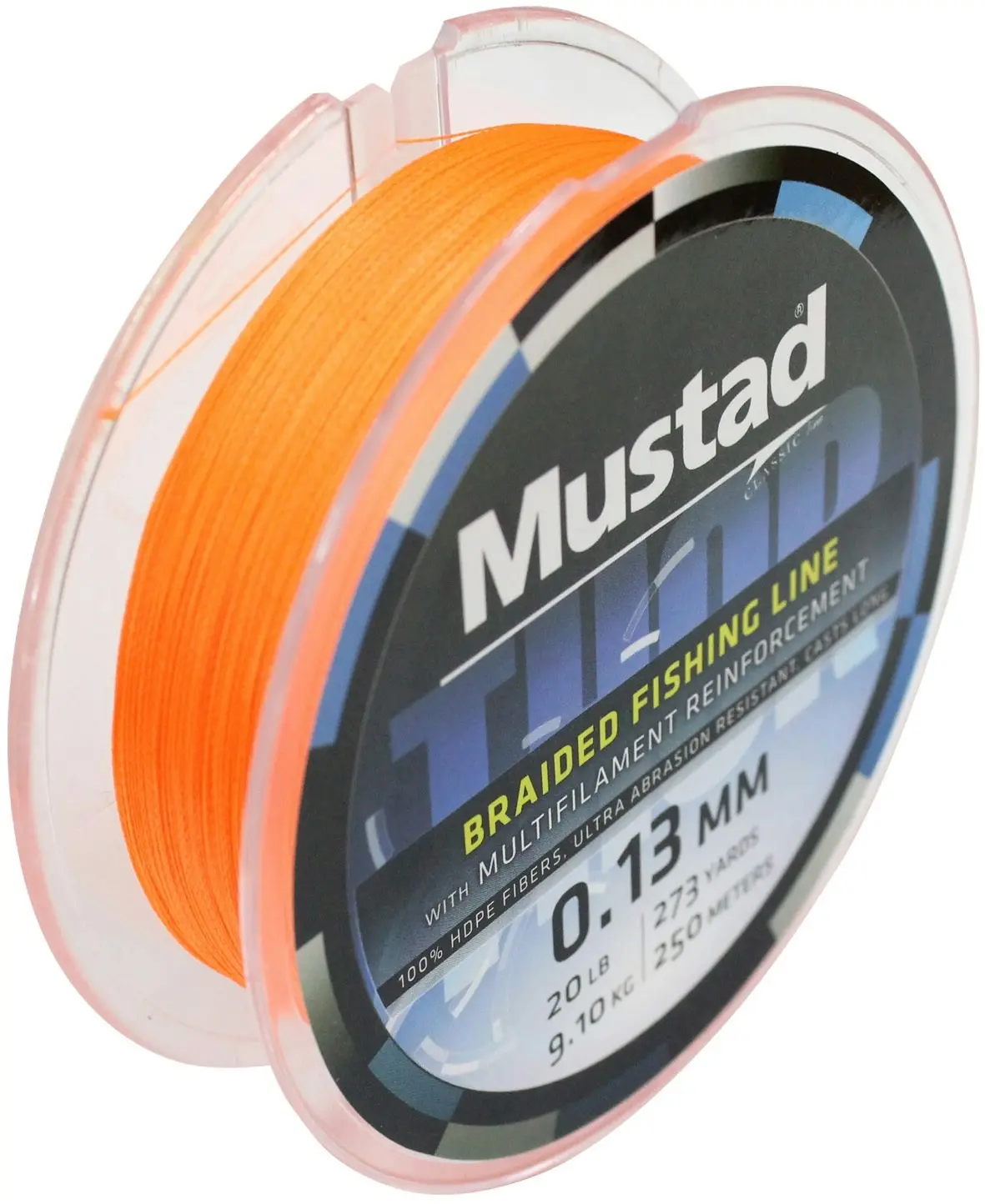 1 x 250m Spool of Mustad Thor Braid - 4 Strand Hot Orange Braided Fishing Line