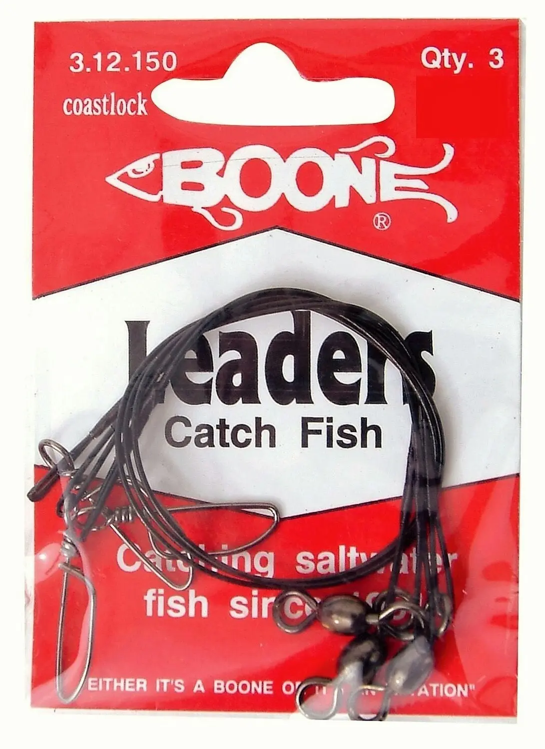 3 Pack of Boone Black Nylon Coated Stainless Steel Fishing Wire Leaders