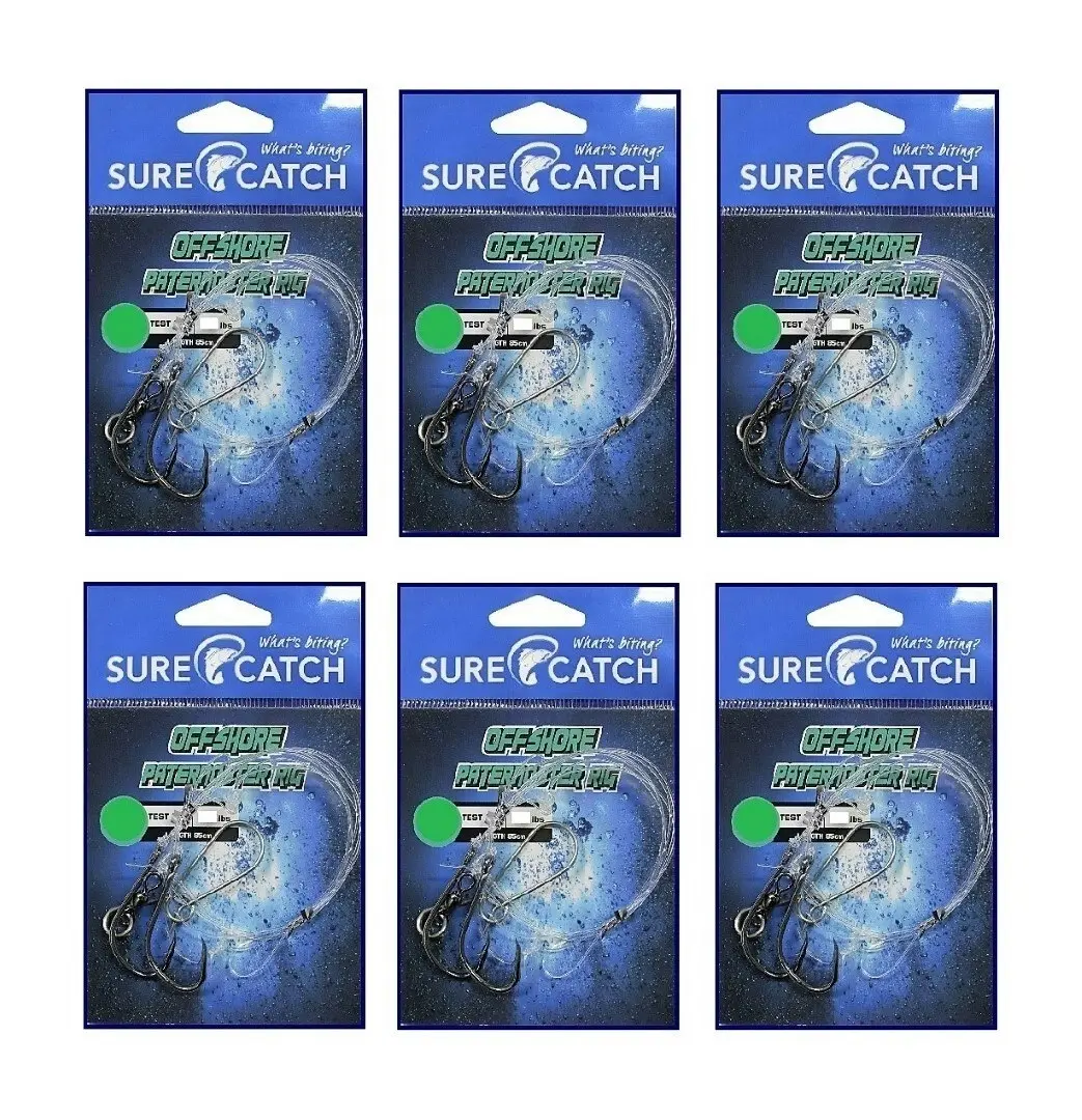 6 Pack of Surecatch 100lb Offshore Paternoster Fishing Rigs-Chemical Sharp Hooks