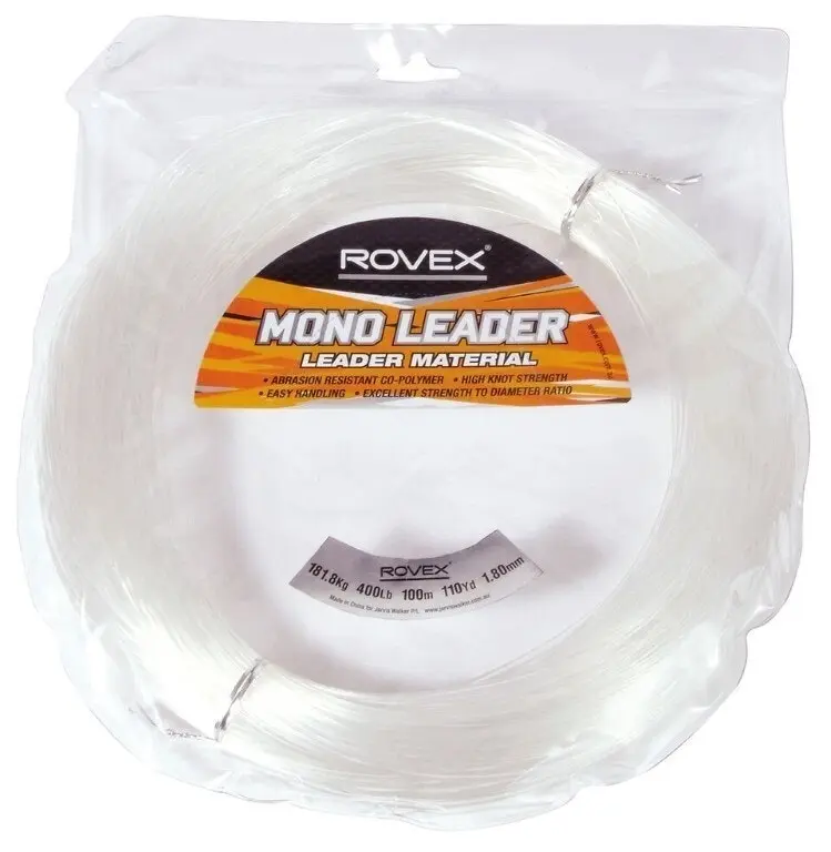 100m Spool of Rovex Monofilament Fishing Leader - Clear Mono Leader Line