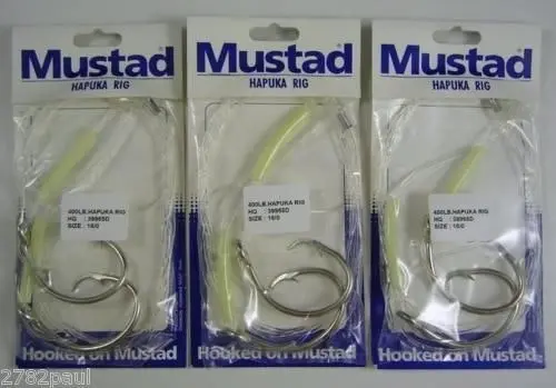 Bulk 3 Pack of Mustad Hapuka Rigs-Two Hook Hapuka Fishing Rigs with Circle Hooks