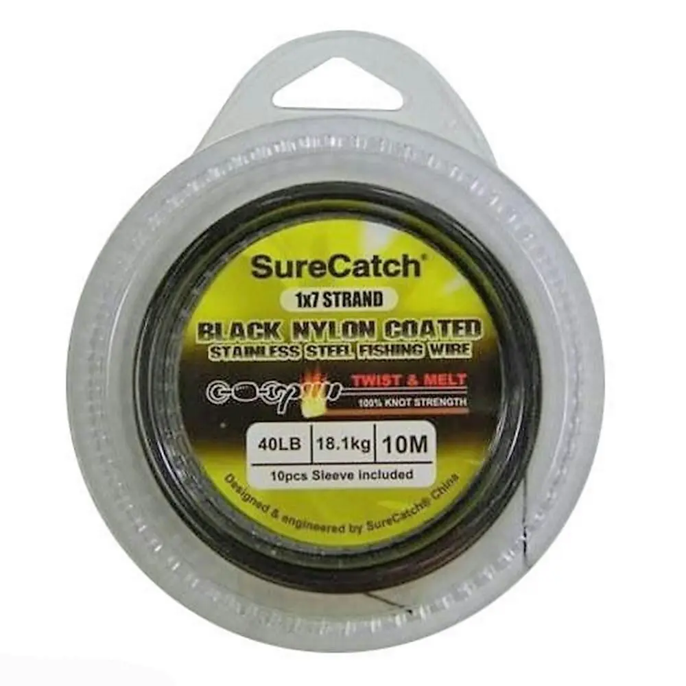 10m of Twist & Melt Stainless Steel Black Nylon Coated Fishing Wire