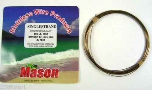 25ft Coil of Mason Single Strand Stainless Steel Wire Fishing Leader