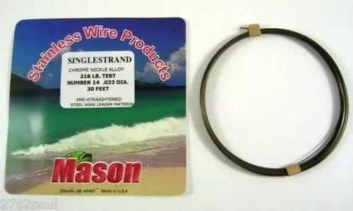 25ft Coil of Mason Single Strand Stainless Steel Wire Fishing Leader