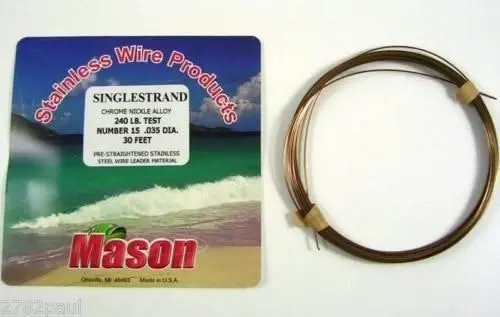 25ft Coil of Mason Single Strand Stainless Steel Wire Fishing Leader