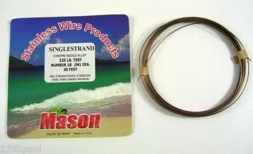 25ft Coil of Mason Single Strand Stainless Steel Wire Fishing Leader