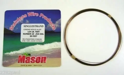 25ft Coil of Mason Single Strand Stainless Steel Wire Fishing Leader