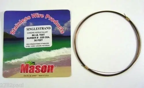 25ft Coil of Mason Single Strand Stainless Steel Wire Fishing Leader