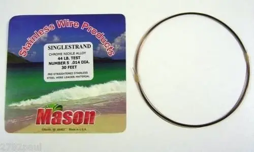 25ft Coil of Mason Single Strand Stainless Steel Wire Fishing Leader