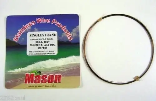 25ft Coil of Mason Single Strand Stainless Steel Wire Fishing Leader