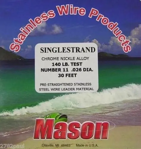 25ft Coil of Mason Single Strand Stainless Steel Wire Fishing Leader