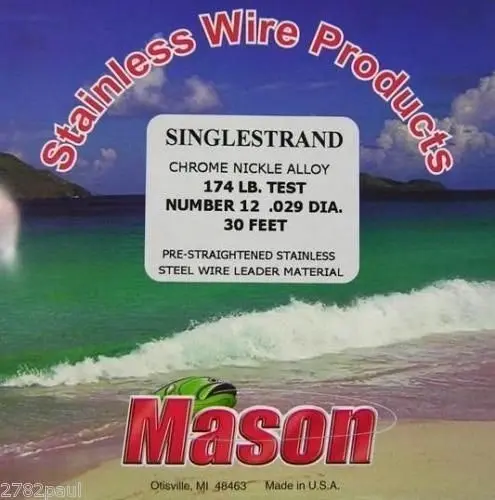 25ft Coil of Mason Single Strand Stainless Steel Wire Fishing Leader