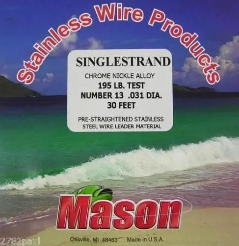 25ft Coil of Mason Single Strand Stainless Steel Wire Fishing Leader