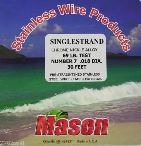 25ft Coil of Mason Single Strand Stainless Steel Wire Fishing Leader