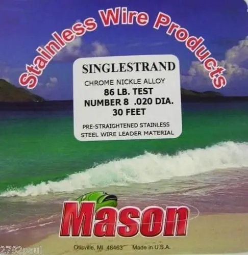 25ft Coil of Mason Single Strand Stainless Steel Wire Fishing Leader