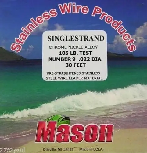 25ft Coil of Mason Single Strand Stainless Steel Wire Fishing Leader