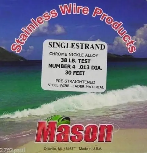 25ft Coil of Mason Single Strand Stainless Steel Wire Fishing Leader