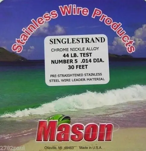 25ft Coil of Mason Single Strand Stainless Steel Wire Fishing Leader