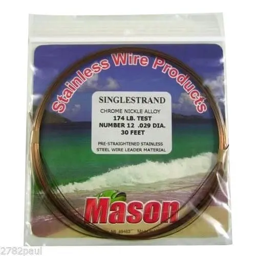 25ft Coil of Mason Single Strand Stainless Steel Wire Fishing Leader