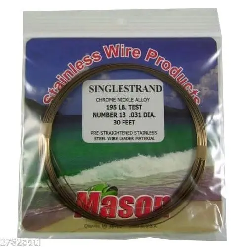 25ft Coil of Mason Single Strand Stainless Steel Wire Fishing Leader