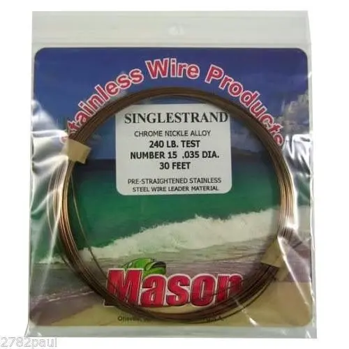 25ft Coil of Mason Single Strand Stainless Steel Wire Fishing Leader