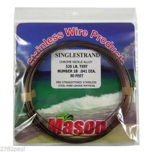 25ft Coil of Mason Single Strand Stainless Steel Wire Fishing Leader