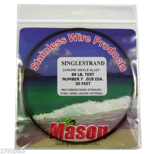 25ft Coil of Mason Single Strand Stainless Steel Wire Fishing Leader